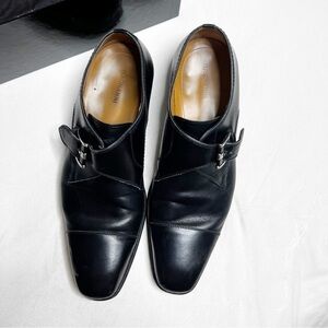 Magnanni LENNON Single Monk Strap Loafers Black Leather Mens Shoes 21447